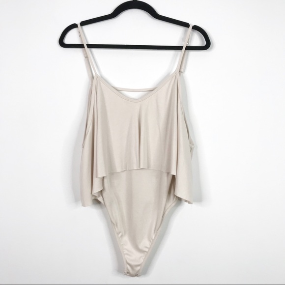 Lulus Tops - Lulu's Modal Ribbed Cold Shoulder Bodysuit Cream M